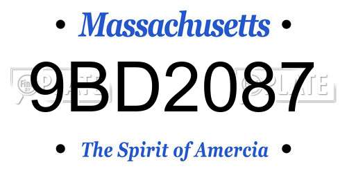 9BD2087 Massachusetts License Plate