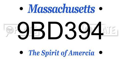 9BD394 Massachusetts License Plate
