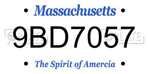 9BD7057 Massachusetts License Plate