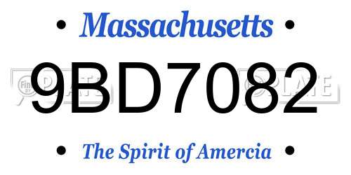 9BD7082 Massachusetts License Plate