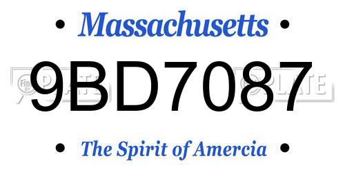 9BD7087 Massachusetts License Plate