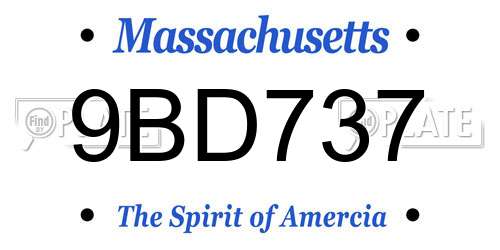 9BD737 Massachusetts License Plate