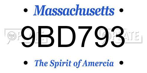 9BD793 Massachusetts License Plate