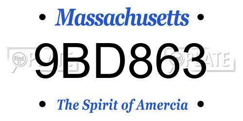 9BD863 Massachusetts License Plate