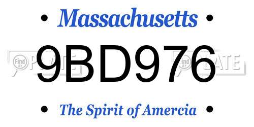 9BD976 Massachusetts License Plate