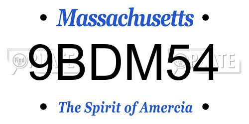 9BDM54 Massachusetts License Plate