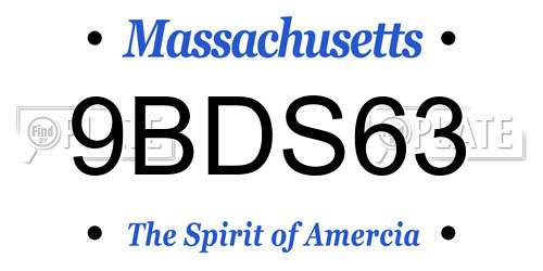 9BDS63 Massachusetts License Plate