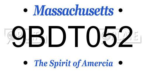9BDT052 Massachusetts License Plate