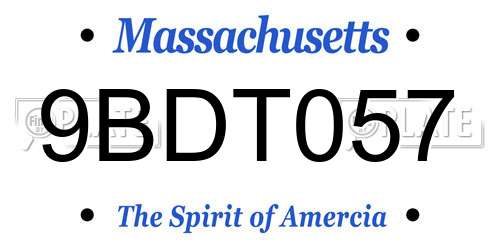 9BDT057 Massachusetts License Plate