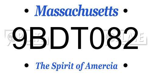 9BDT082 Massachusetts License Plate
