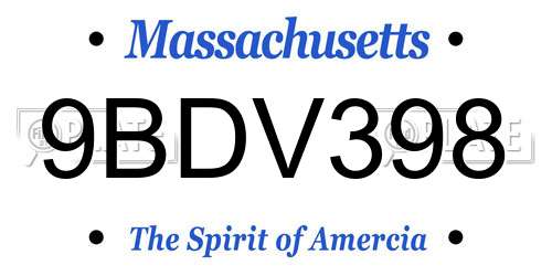 9BDV398 Massachusetts License Plate