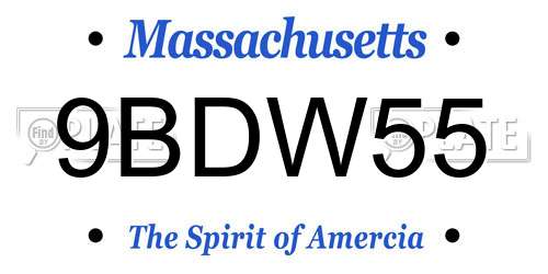 9BDW55 Massachusetts License Plate
