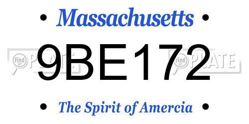 9BE172 Massachusetts License Plate