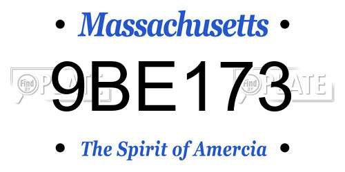 9BE173 Massachusetts License Plate
