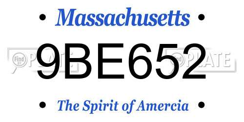 9BE652 Massachusetts License Plate