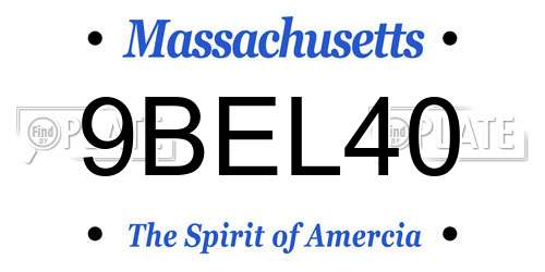 9BEL40 Massachusetts License Plate