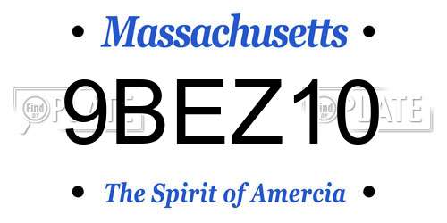 9BEZ10 Massachusetts License Plate