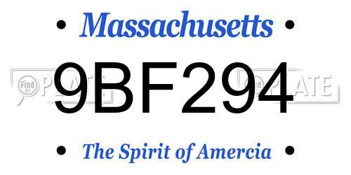 9BF294 Massachusetts License Plate
