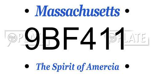 9BF411 Massachusetts License Plate