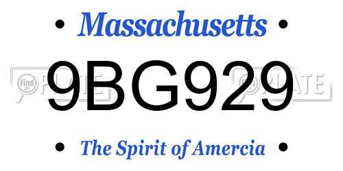 9BG929 Massachusetts License Plate