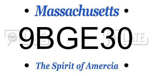 9BGE30 Massachusetts License Plate