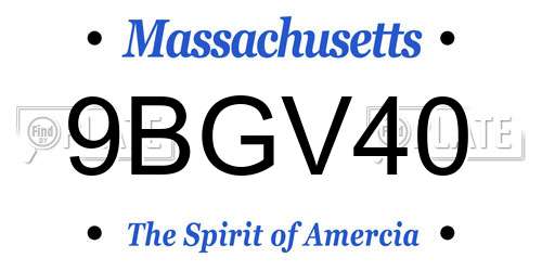 9BGV40 Massachusetts License Plate