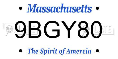 9BGY80 Massachusetts License Plate
