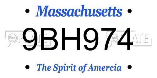 9BH974 Massachusetts License Plate