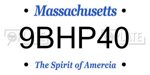 9BHP40 Massachusetts License Plate