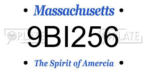 9BI256 Massachusetts License Plate