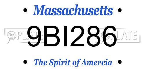 9BI286 Massachusetts License Plate