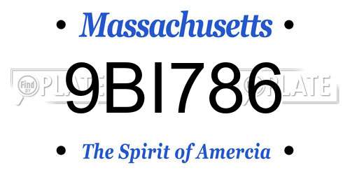 9BI786 Massachusetts License Plate