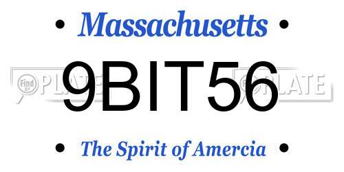 9BIT56 Massachusetts License Plate