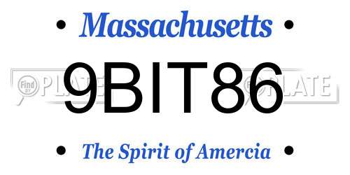 9BIT86 Massachusetts License Plate