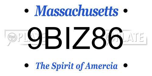 9BIZ86 Massachusetts License Plate