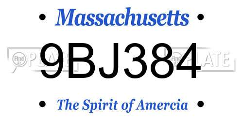 9BJ384 Massachusetts License Plate