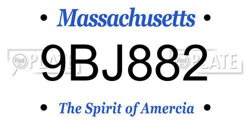 9BJ882 Massachusetts License Plate