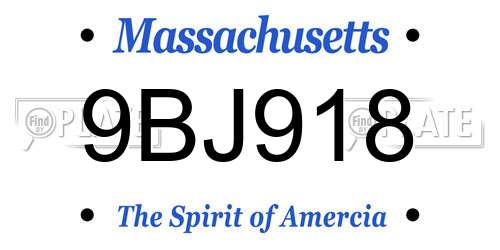 9BJ918 Massachusetts License Plate