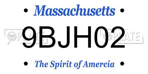 9BJH02 Massachusetts License Plate