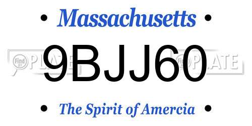 9BJJ60 Massachusetts License Plate
