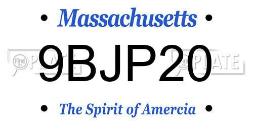 9BJP20 Massachusetts License Plate