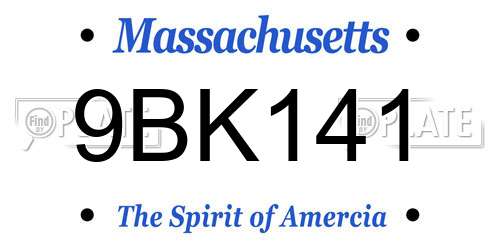 9BK141 Massachusetts License Plate