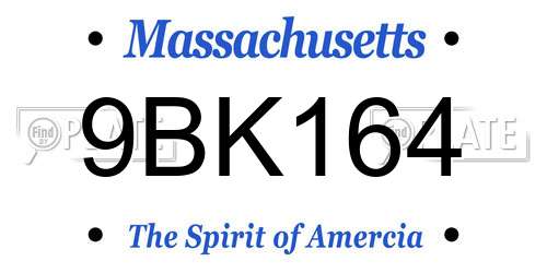 9BK164 Massachusetts License Plate