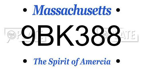 9BK388 Massachusetts License Plate