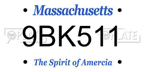 9BK511 Massachusetts License Plate
