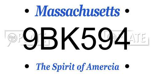 9BK594 Massachusetts License Plate