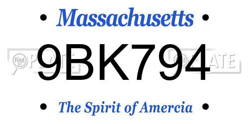 9BK794 Massachusetts License Plate