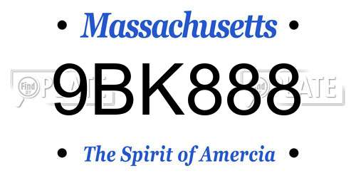 9BK888 Massachusetts License Plate