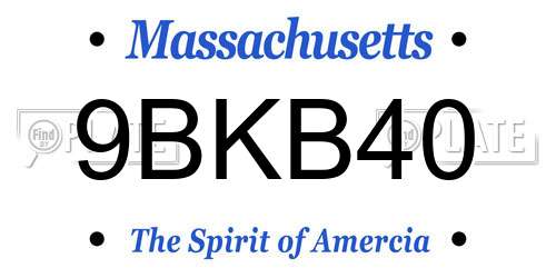 9BKB40 Massachusetts License Plate