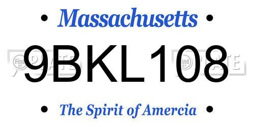 9BKL108 Massachusetts License Plate